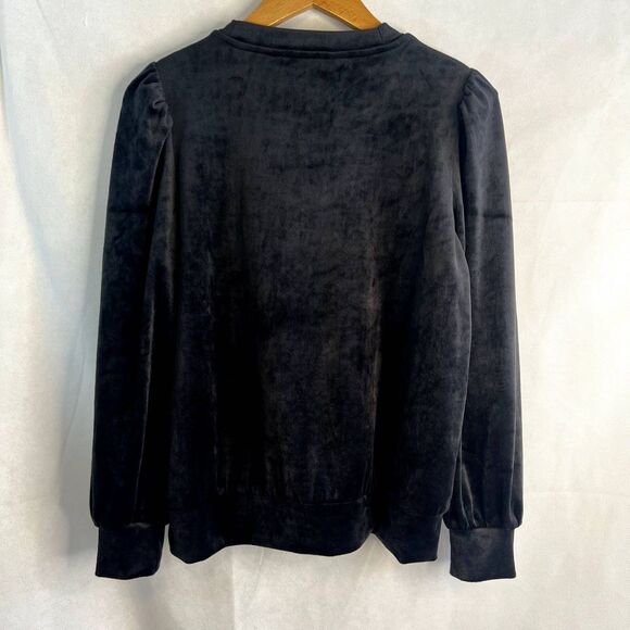 LOFT Mock Neck Long Sleeve Black Velvet Sweater Size Small - Picture 2 of 9